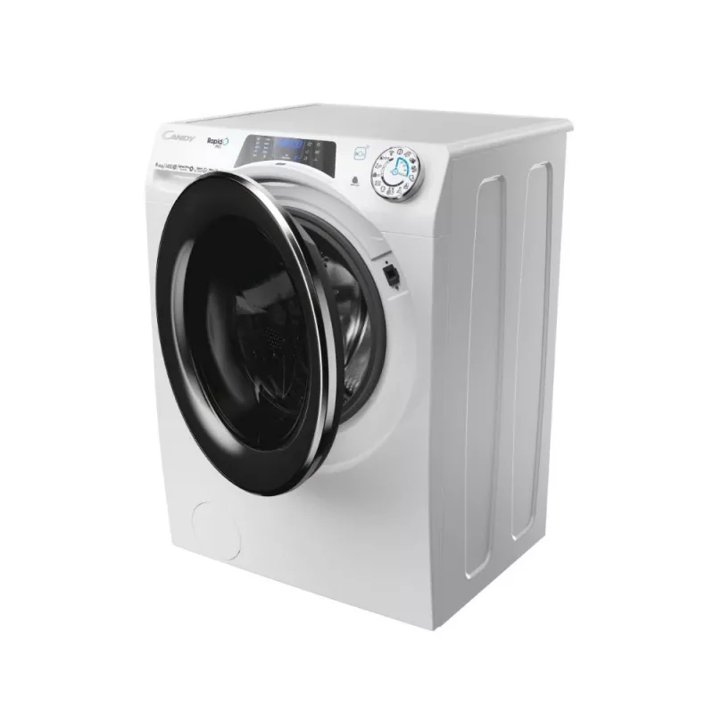 Washer dryer Candy RapidÓ PRO RPW4966BWMBC/1-S — freestanding front-load, 6 kg wash/dry, 1400 RPM, white