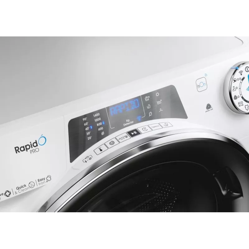 Washer dryer Candy RapidÓ PRO RPW4966BWMBC/1-S — freestanding front-load, 6 kg wash/dry, 1400 RPM, white