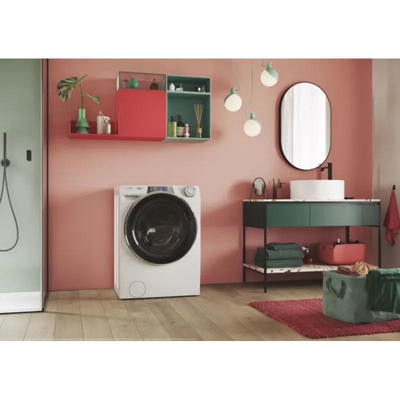 Washer dryer Candy RapidÓ PRO RPW4966BWMBC/1-S — freestanding front-load, 6 kg wash/dry, 1400 RPM, white