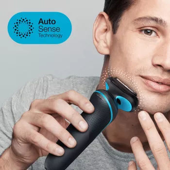 Foil shaver BRAUN Series 5 51-M1000s — 3-head, Wet & Dry, Li‑Ion built-in battery, Fast charge, Black/Blue