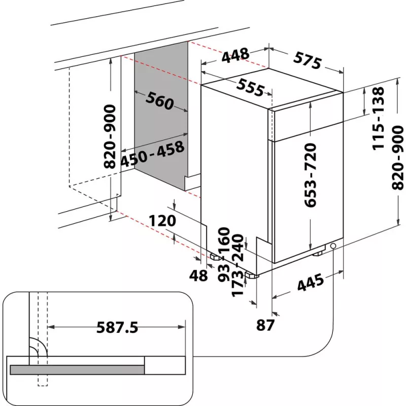 Whirlpool WSBO 3O34 PF X Semi built-in 10 place settings