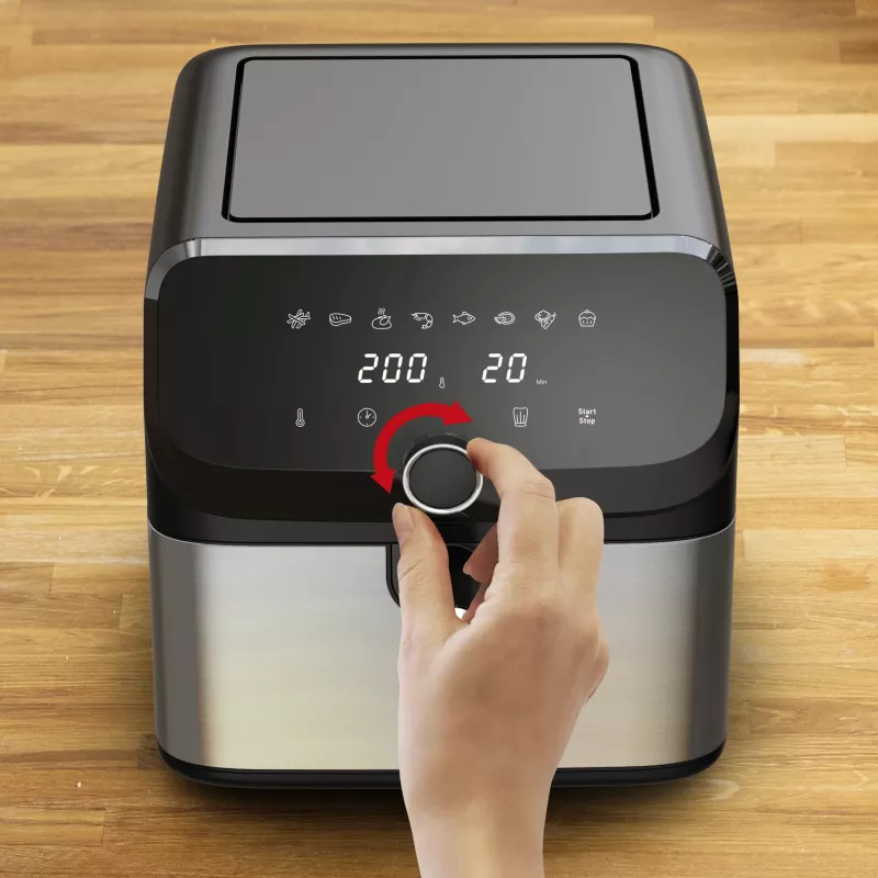 Tefal Easy Fry Mega EY855D10 fryer Single 7.5 L Stand-alone 2020 W Hot air fryer Black, Stainless steel