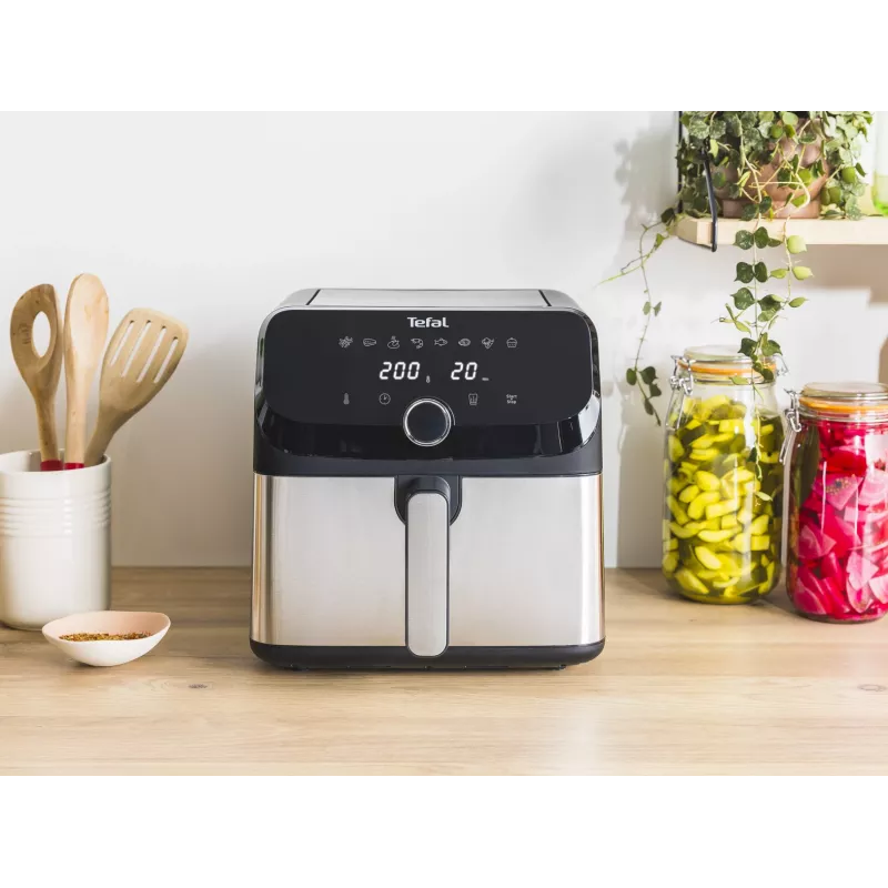 Tefal Easy Fry Mega EY855D10 fryer Single 7.5 L Stand-alone 2020 W Hot air fryer Black, Stainless steel