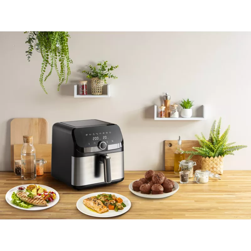 Tefal Easy Fry Mega EY855D10 fryer Single 7.5 L Stand-alone 2020 W Hot air fryer Black, Stainless steel