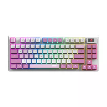MSI FORGE GK600 TKL WIRELESS VIOLET keyboard Gaming USB + Bluetooth QWERTY UK English Pink, Violet, White