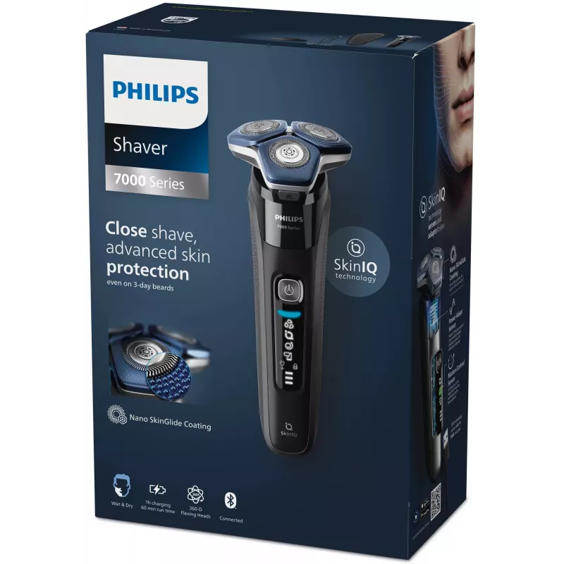 Electric rotation shaver Philips Series 7000 S7886/35 — 3 heads, Wet & Dry, Li-Ion battery, 60 min run time, Black