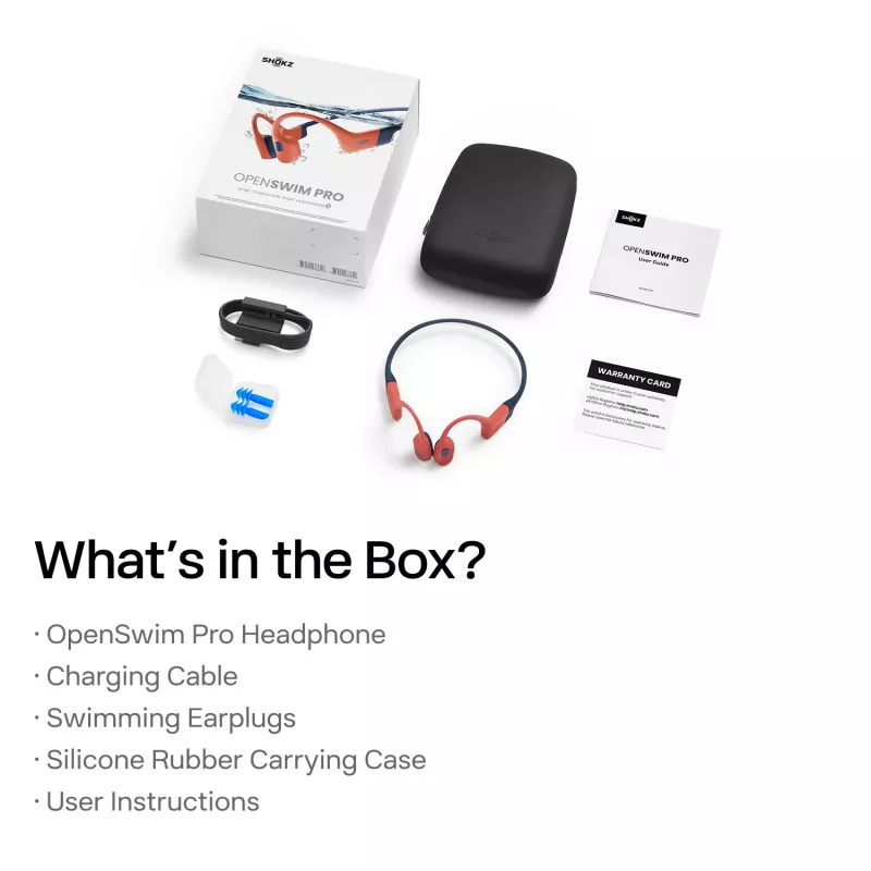Headset Shokz OpenSwim Pro — open-ear bone conduction wireless headset, IP68 waterproof, Bluetooth 5.4, 32 GB, 9 h playback, grey