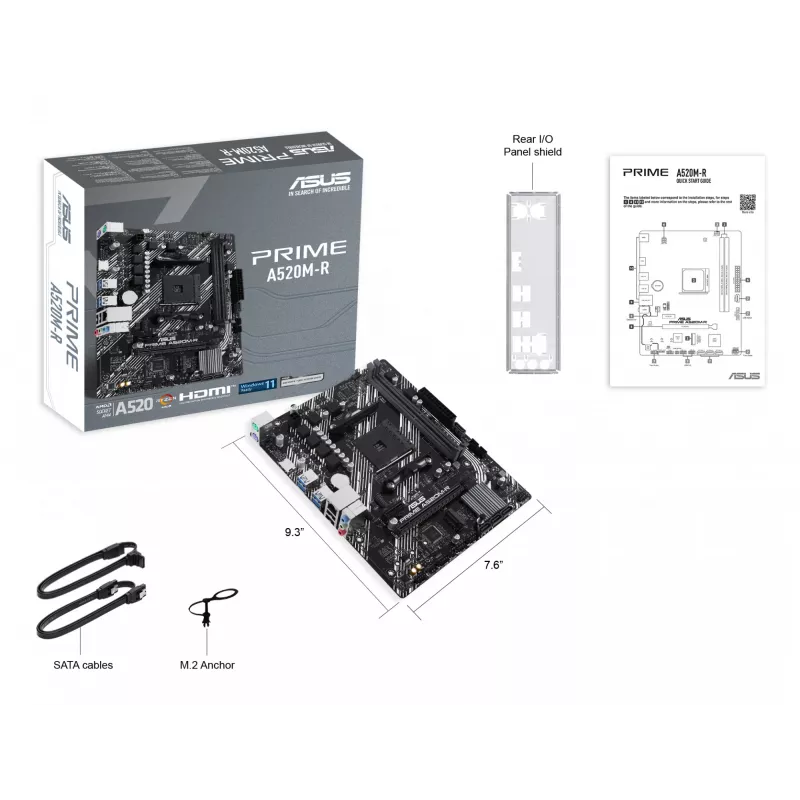 Motherboard ASUS PRIME A520M-R, AMD A520, Socket AM4, micro ATX
