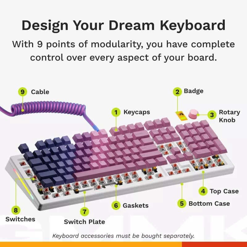 Mechanical Full-size (100%) Wired Keyboard GLORIOUS GMMK 3 HE — White, USB, QWERTY, RGB