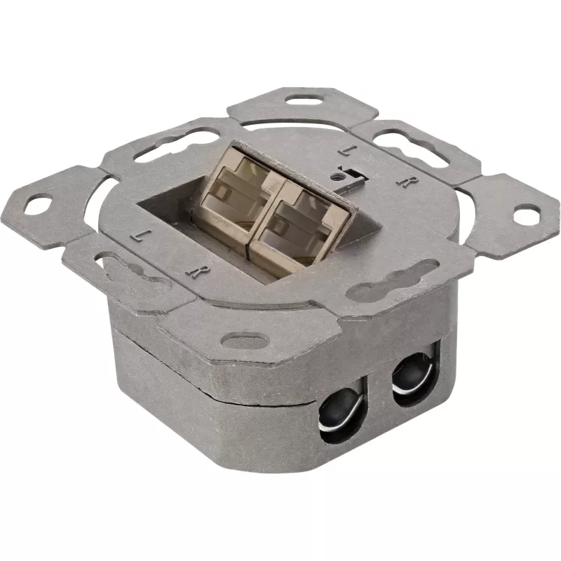 Wall outlet box InLine Cat.6 2x RJ45 horizontal — surface or flush mount