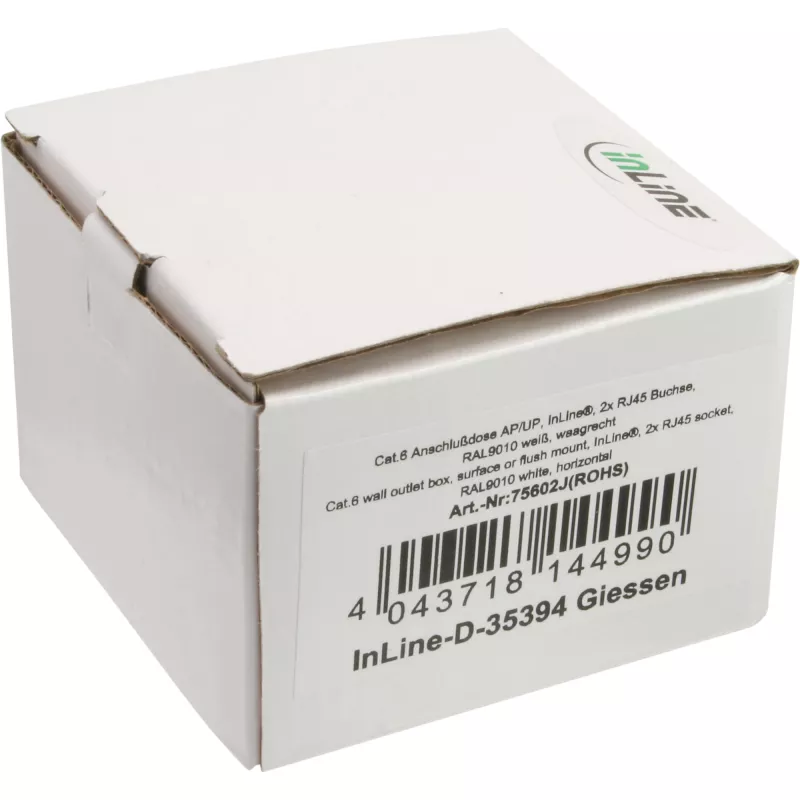 Wall outlet box InLine Cat.6 2x RJ45 horizontal — surface or flush mount