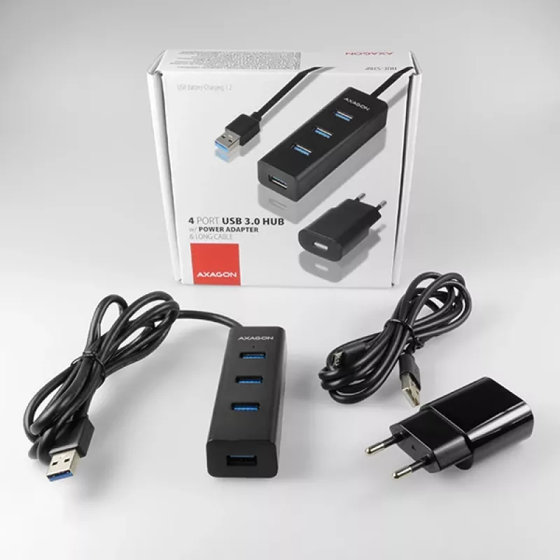 Axagon HUE-S2BP 4x USB 3.0 CHARGING hub w. 1.2m cable incl. AC adapter