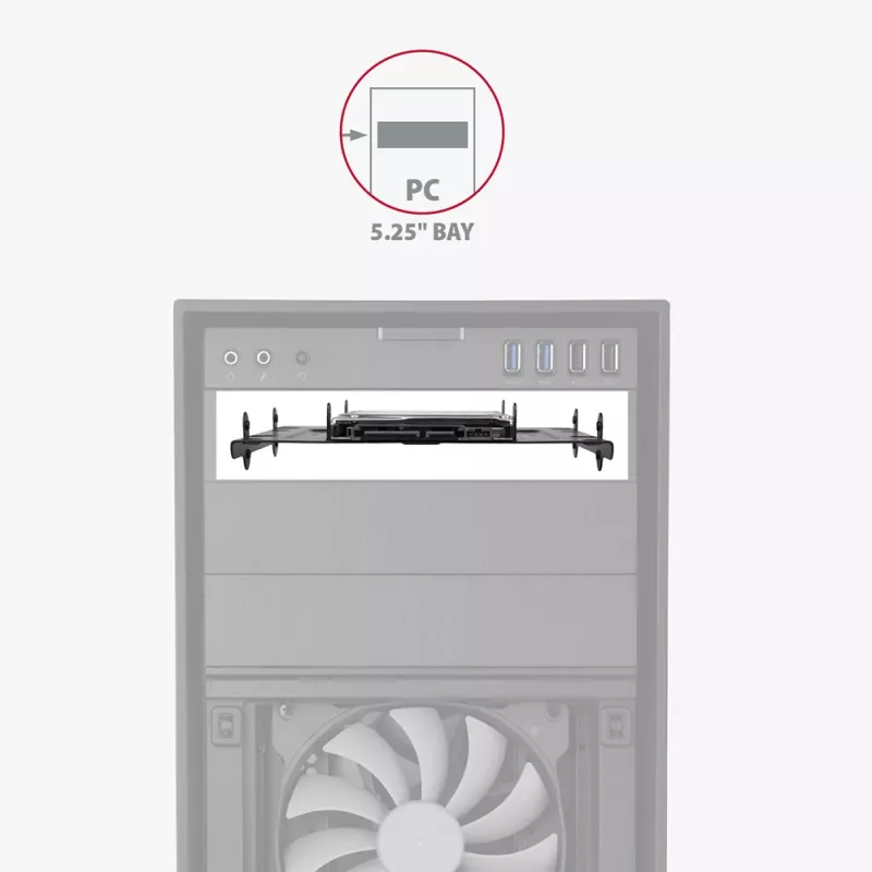 Axagon RHD-435 bracket for 4x 2.5 inch or 2x 2.5 inch HDD/SSD & 1x 3.5 inch HDD into 5.25 inch bay, metal