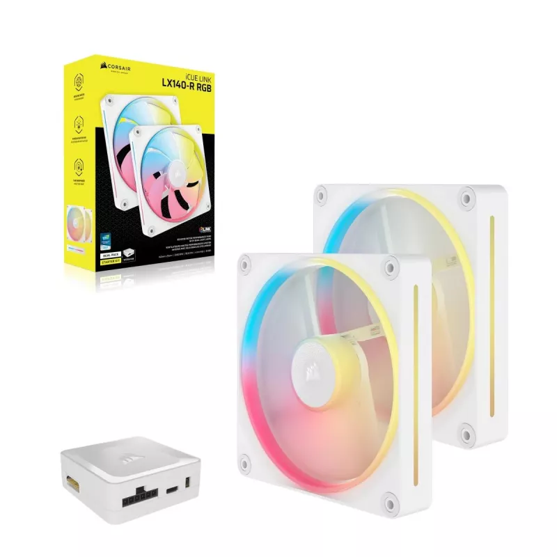CORSAIR Icue Link Lx140-r RGB 140mm Pwm Reverse Fans Starter Kit - White