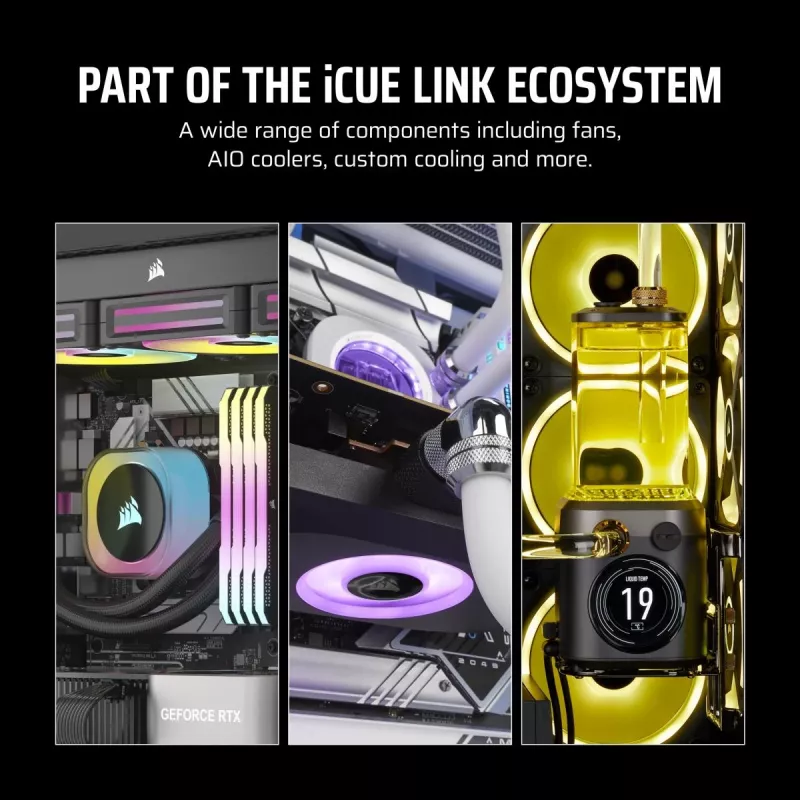 CORSAIR Icue Link Lx140-r RGB 140mm Pwm Reverse Fans Starter Kit - White