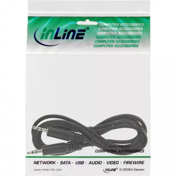 InLine Audio Cable 3.5mm Stereo male / male 5m, 3.5mm, Male, 3.5mm, Male, 5 m, Black