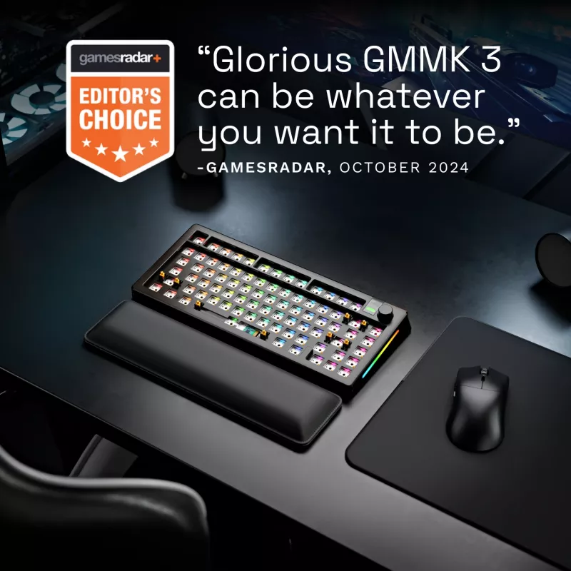 Mechanical Keyboard GLORIOUS GMMK 3 PRO 75% Barebones Wired USB, RGB, Black, 2 m cable