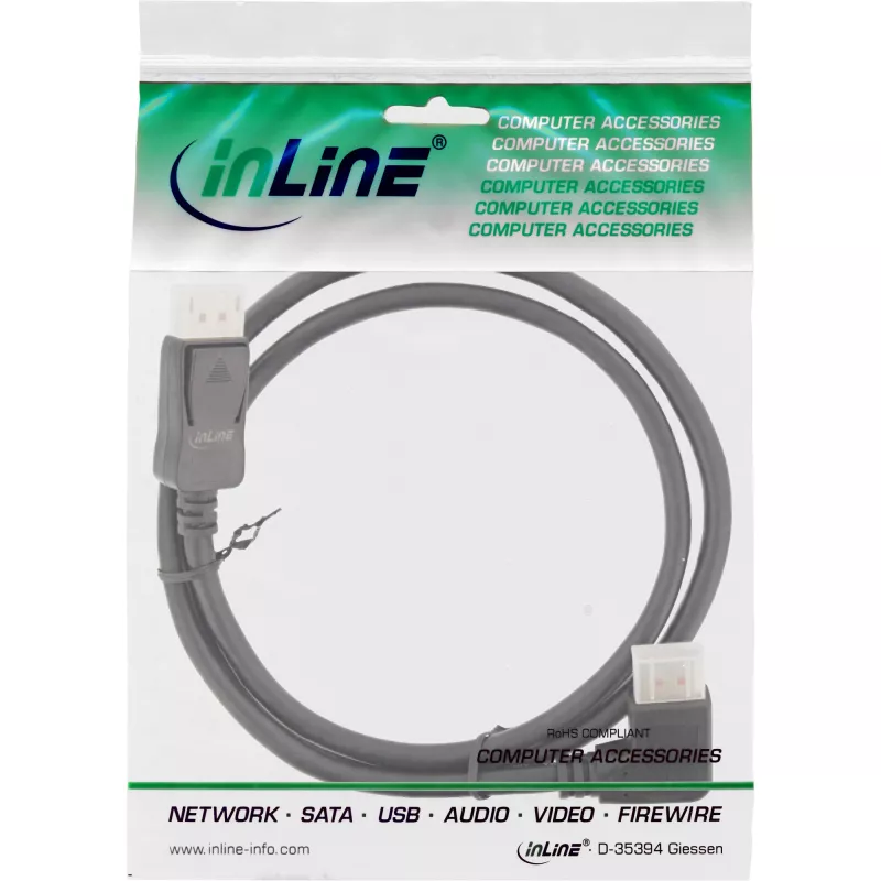 InLine DisplayPort 1.4 cable, 8K4K, right angled, black/gold, 2m