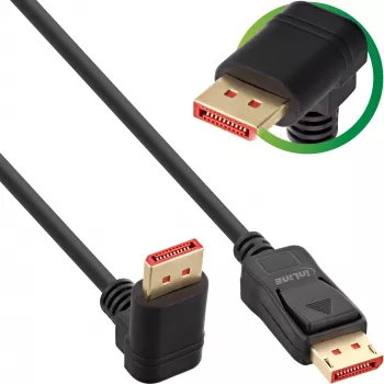 InLine DisplayPort 1.4 cable, 8K4K, downward angled, black/gold, 2m