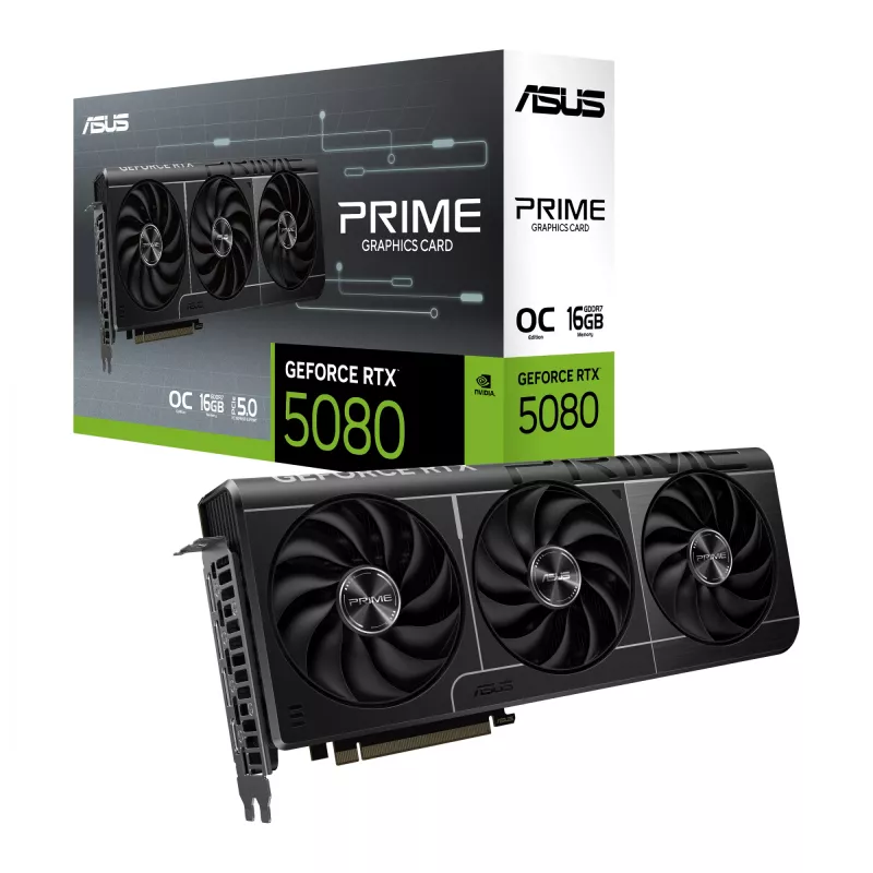 Graphics Card ASUS GeForce RTX 5080 — 16 GB GDDR7, 256-bit, PCIe 5.0, 3x DisplayPort, 1x HDMI, 306×126×50 mm