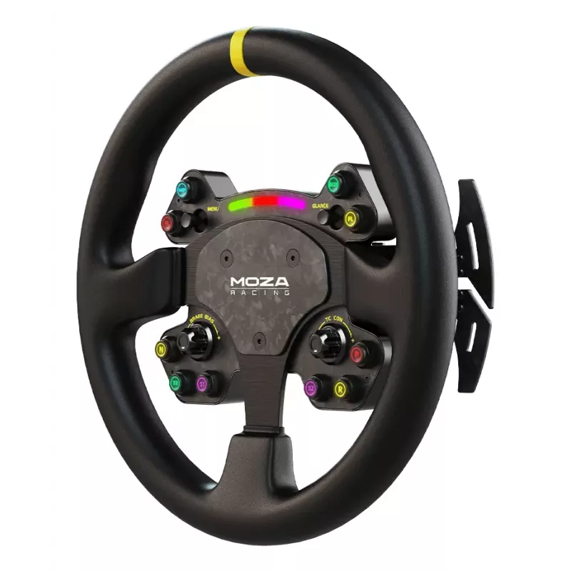 Moza Racing RS V2 steering Wheel, Steering wheel, PC, Multi, Wired & Wireless, Black, Carbon fibre, Leather