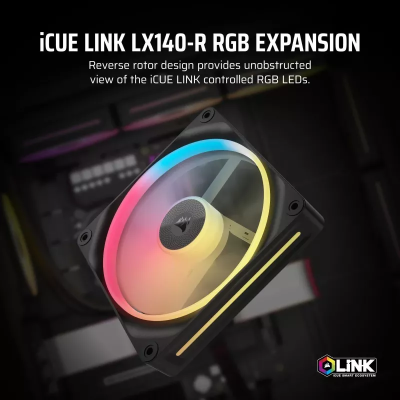 Fan Corsair iCUE LINK LX140-R RGB 14 cm Black 2000 RPM 3.55 mmH2O