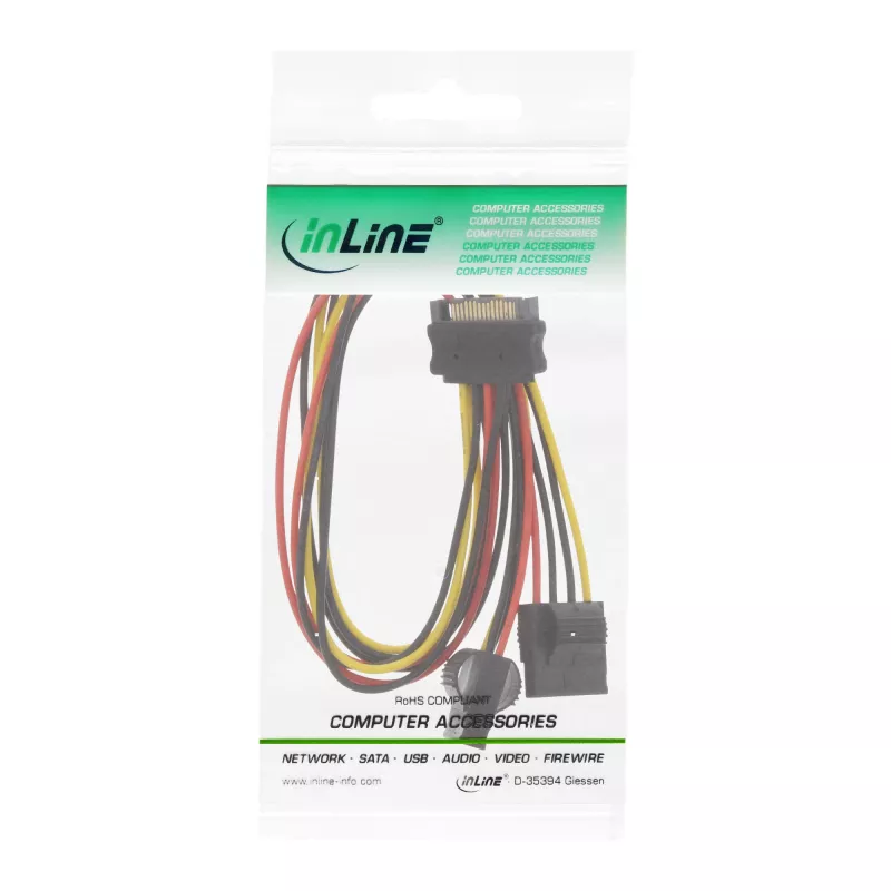 InLine SATA Power Y-Cable 1 IN two OUT, 0.03m