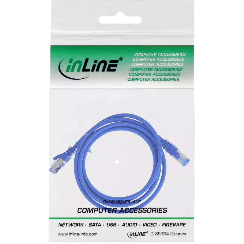 InLine Patch Cable S/FTP PiMF Cat.6A halogen free 500MHz blue 3m