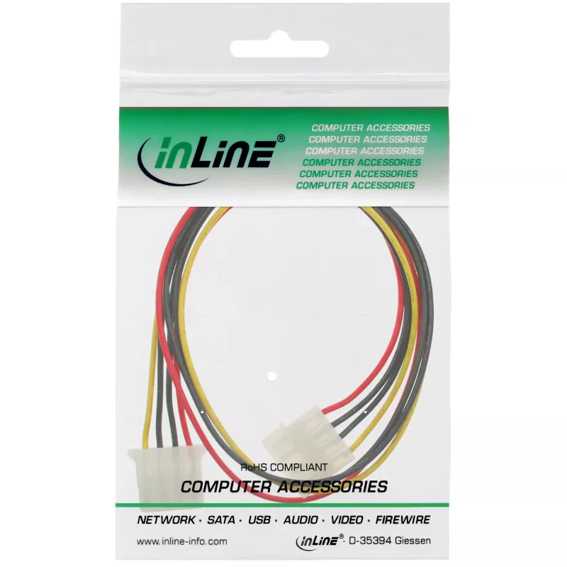 InLine Power Supply Extension Cable 4pin Molex male / female 29650D 1m