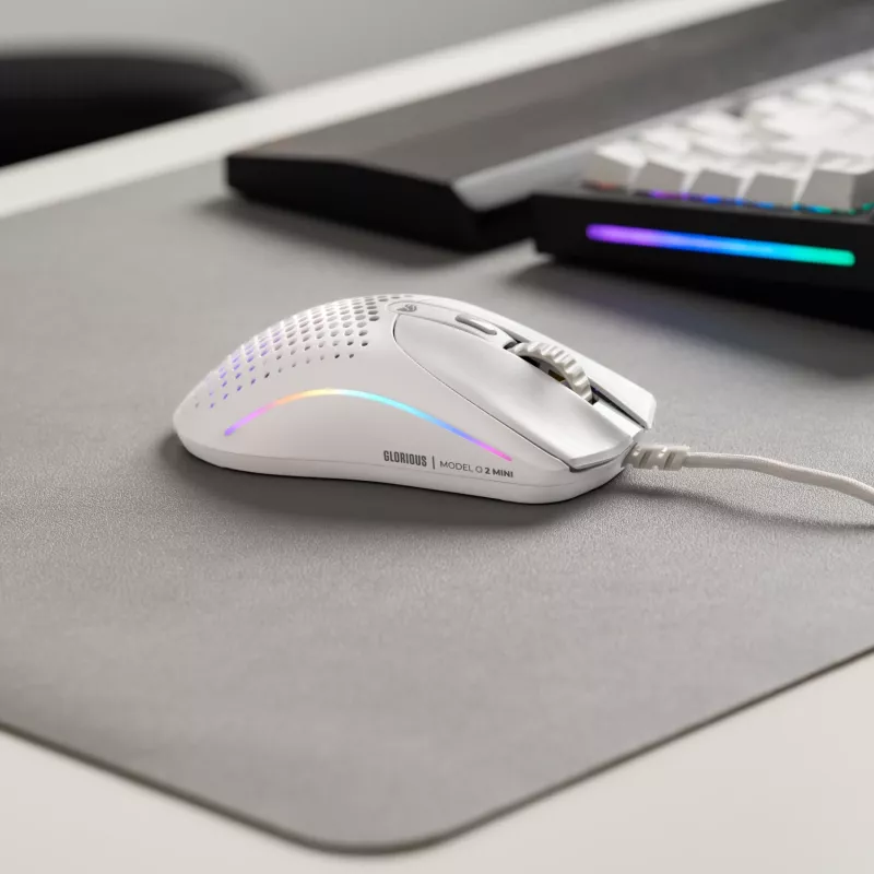 Glorious Gaming Glorious Model O 2 Mini - Matte White, Right-hand, Optical, USB Type-A, 26000 DPI, White