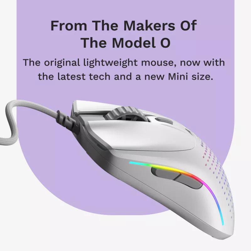 Glorious Gaming Glorious Model O 2 Mini - Matte White, Right-hand, Optical, USB Type-A, 26000 DPI, White