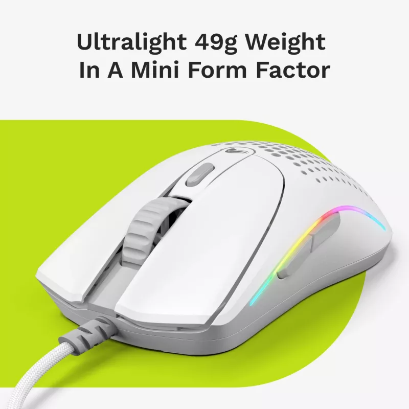 Glorious Gaming Glorious Model O 2 Mini - Matte White, Right-hand, Optical, USB Type-A, 26000 DPI, White