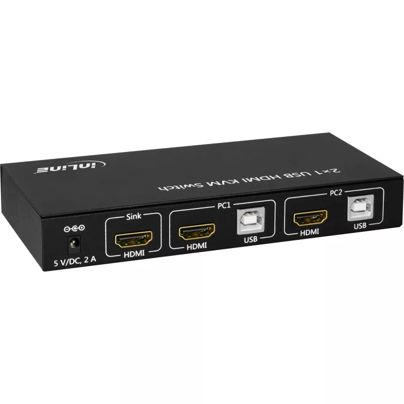 InLine The 2x1 HDMI KVM Switch, 2x1, HDMI 4K2K, USB 2.0 Hub, with Audio