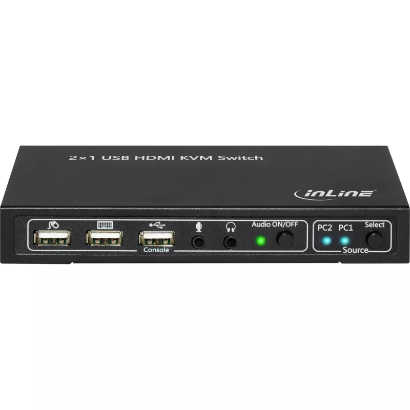 InLine The 2x1 HDMI KVM Switch, 2x1, HDMI 4K2K, USB 2.0 Hub, with Audio