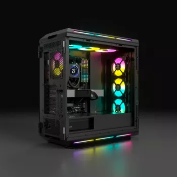 CORSAIR Mid-tower ATX Pc Case - Icue 5000t - RGB Tempered Glass - Black
