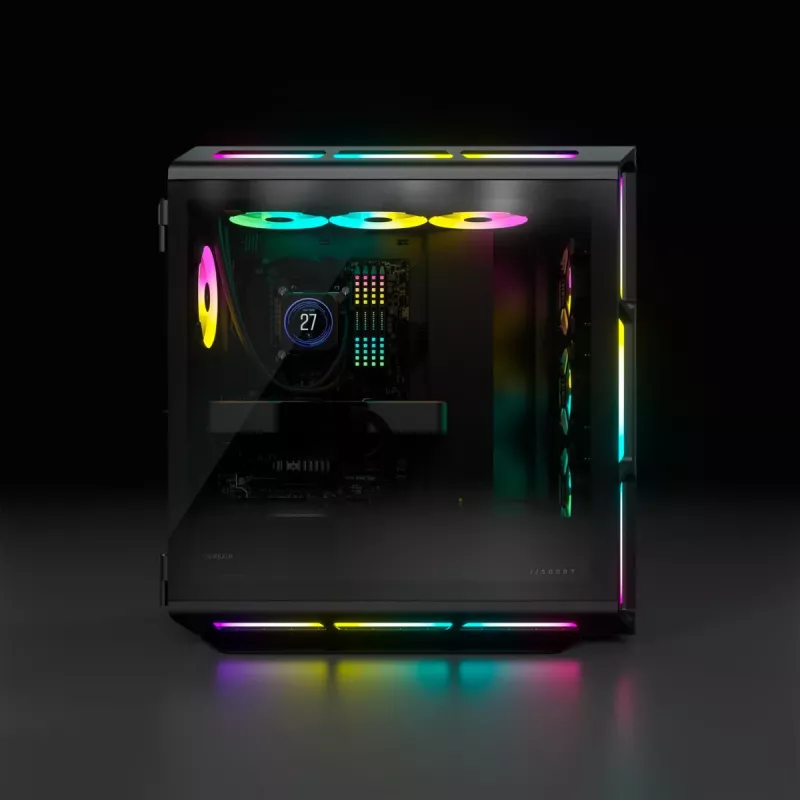 CORSAIR Mid-tower ATX Pc Case - Icue 5000t - RGB Tempered Glass - Black
