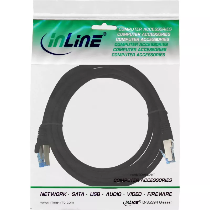 InLine Patch Cable S/FTP PiMF Cat.6A halogen free 500MHz black 1.5m