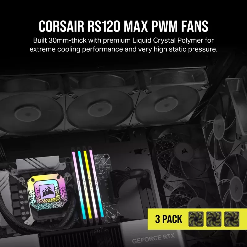 Fan Corsair RS120 MAX 12 cm Black 2000 RPM 3 pcs