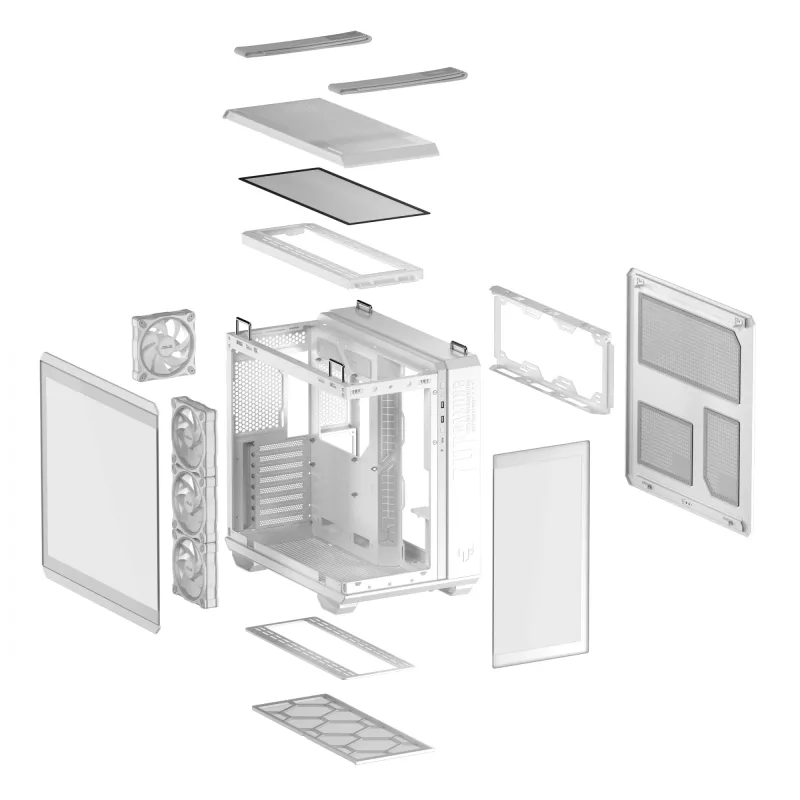 PC Case ASUS TUF GAMING GT502 Horizon TG ARGB White — Midi Tower, ATX, tempered glass, 4×3.5 inch bays, max GPU 400 mm