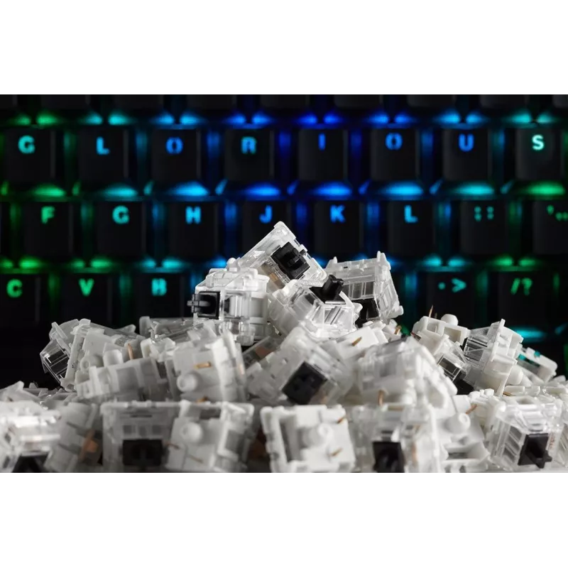 Glorious Gaming Gateron Black Switches - Linear Silent, Black, 120 pc(s), Gateron, Glorious PC Gaming Race GMMK, China