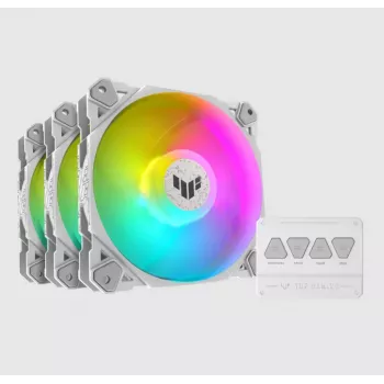 Air cooler ASUS TUF GAMING TF120 ARGB WHITE EDITION — 3×120 mm fans, 1900 RPM, 29 dB, remote control