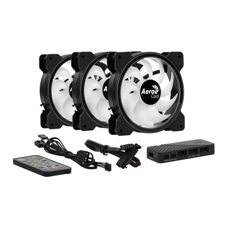 Aerocool Saturn 12F Pro ARGB Case Fan 3-Pack with Controller, 120 mm