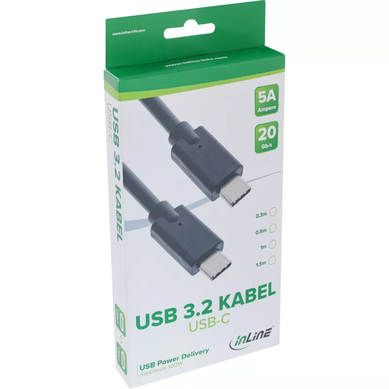 USB 3.2 Gen.2x2 Cable InLine 35704A 1.5m USB-C male/male black