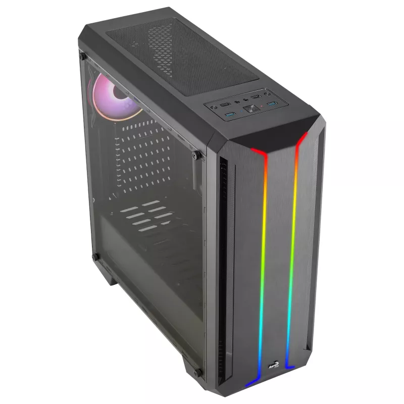Aerocool SKYLINEV2BK PC ATX Case Dual Front Panel LED ARGB Fan ARGB 12cm Black