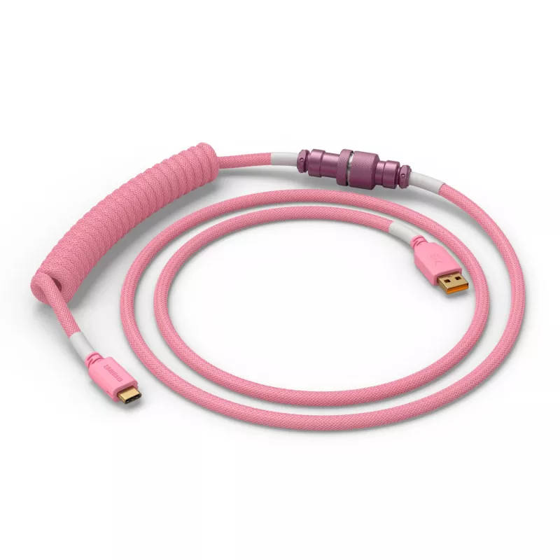 Coiled USB Cable GLORIOUS GMMK Pixel Pink 1.5m – detachable coiled cable for keyboards