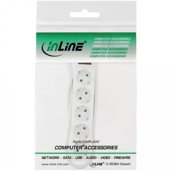 InLine Socket strip, 5-way earth contact CEE 7/3, white, 1.5m