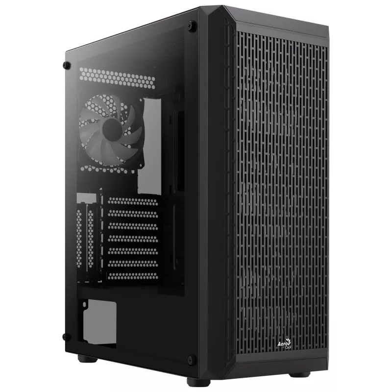 Aerocool BEAMBKV2 Gaming ATX Case 4 Fans 12cm FRGB Black, PC, Black, ATX, micro ATX, Mini-ITX, Gaming, Blue, Green, Red, Front, Side