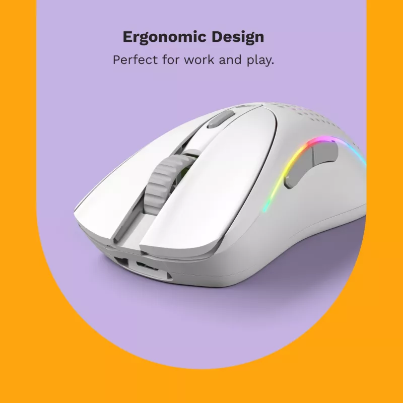 Glorious Gaming Glorious Model D 2 Wireless - Matte White, Right-hand, RF Wireless, 19000 DPI, White