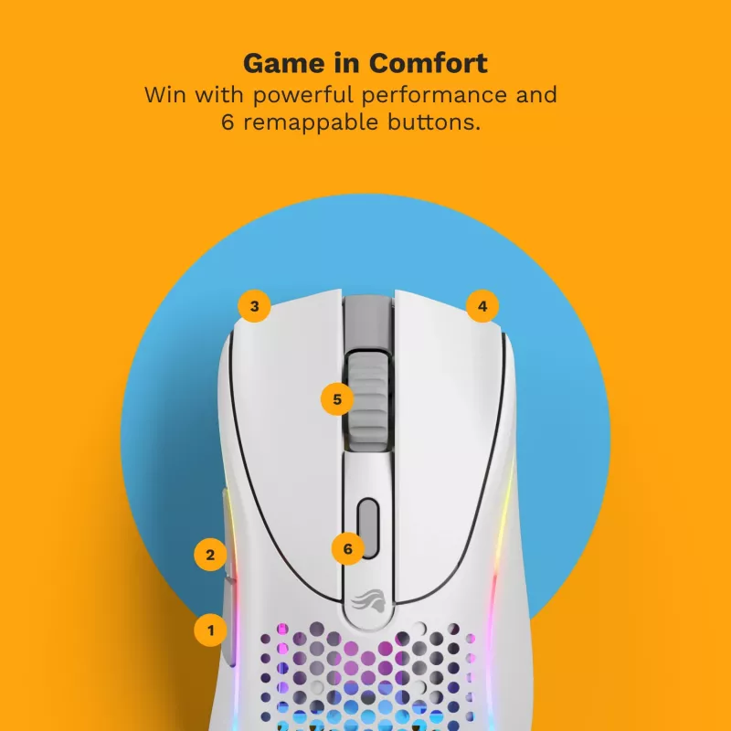 Glorious Gaming Glorious Model D 2 Wireless - Matte White, Right-hand, RF Wireless, 19000 DPI, White