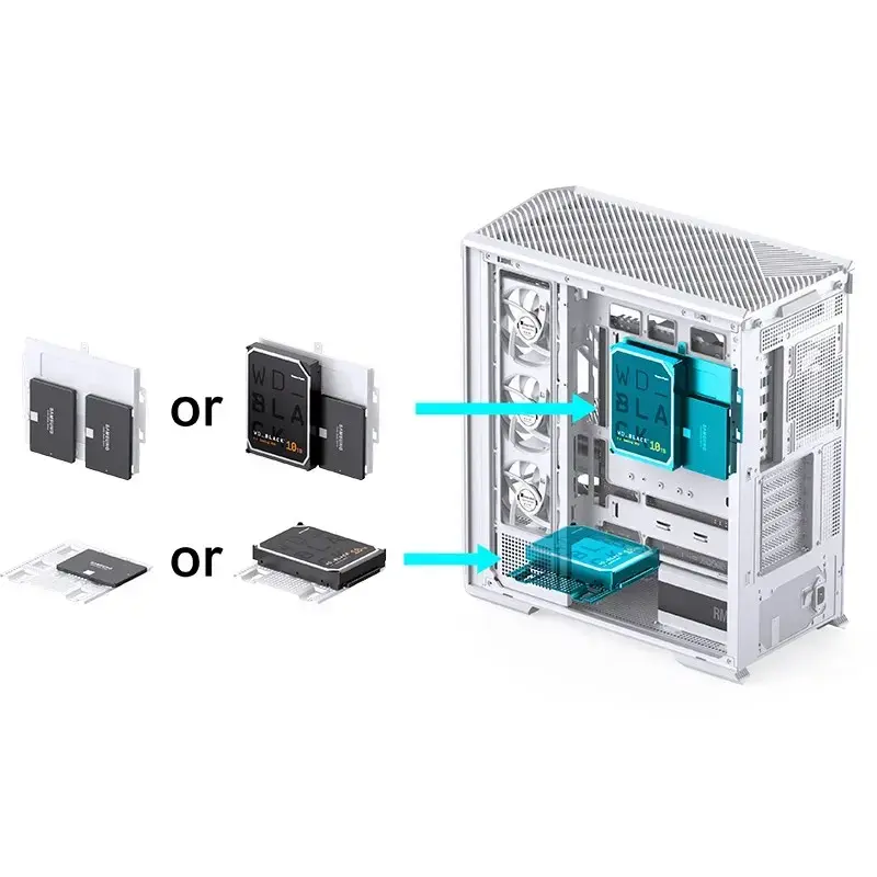 Computer Case Jonsbo D400 Midi Tower ATX Tempered Glass - White